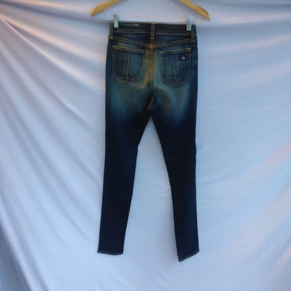 2for99* Rag & Bone Justine Highrise Skinny Jeans in Mateos Dark Blue Wash 26w - Picture 5 of 11